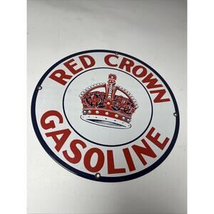 Vintage Ande Rooney RED CROWN Porcelain Enamel Steel Sign Advertising 11¼"